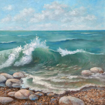 Painting titled "Dance of the waves" by Tamara Rozinskay, Original Artwork, Oil