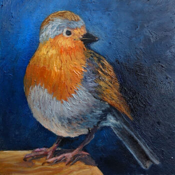 Painting titled "Red robin 2" by Tamara Rozinskay, Original Artwork, Oil