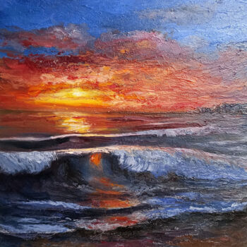 제목이 "Singing sunset"인 미술작품 Tamara Rozinskay로, 원작, 기름