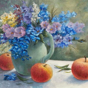 Painting titled "Gifts of summer" by Tamara Rozinskay, Original Artwork, Oil Mounted on Wood Panel