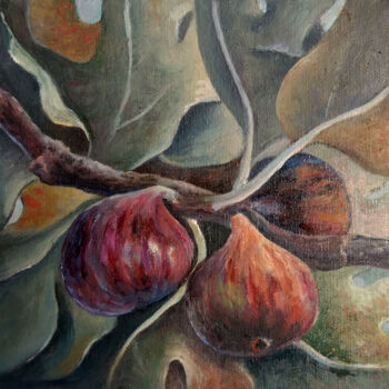 Картина под названием "Fig fruits" - Tamara Rozinskay, Подлинное произведение искусства, Масло Установлен на картон