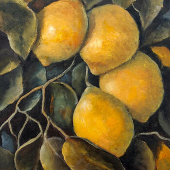 Peinture intitulée "Southern Sun. Lemon…" par Tamara Rozinskay, Œuvre d'art originale, Huile Monté sur Carton