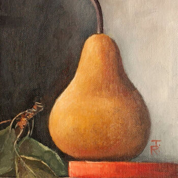 Ζωγραφική με τίτλο "Still life with pear" από Tamara Rozinskay, Αυθεντικά έργα τέχνης, Λάδι Τοποθετήθηκε στο Άλλος άκαμπτος…