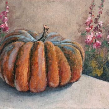 Peinture intitulée "Honey pumpkin still…" par Tamara Rozinskay, Œuvre d'art originale, Huile Monté sur Carton