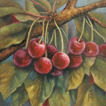 Картина под названием "Sweet cherry. Origi…" - Tamara Rozinskay, Подлинное произведение искусства, Масло Установлен на картон