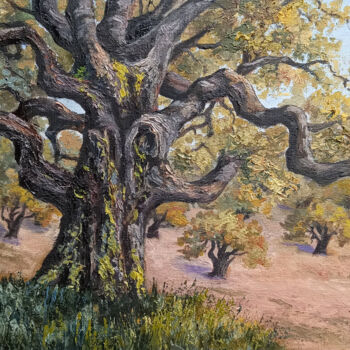 Peinture intitulée "Dancing Forest. Oak…" par Tamara Rozinskay, Œuvre d'art originale, Huile Monté sur Carton