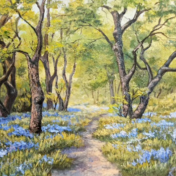 Peinture intitulée "Spring forest with…" par Tamara Rozinskay, Œuvre d'art originale, Huile Monté sur Carton
