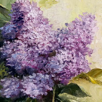 "Lilac branch Floral…" başlıklı Tablo Tamara Rozinskay tarafından, Orijinal sanat, Petrol Karton üzerine monte edilmiş