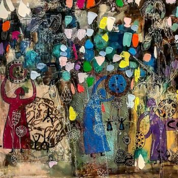 Картина под названием "Радужный сад" - Тамара Журбина, Подлинное произведение искусства, Масло