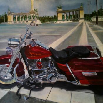 Peinture intitulée "The Harley II." par Tamás Gyebrovszki, Œuvre d'art originale, Huile