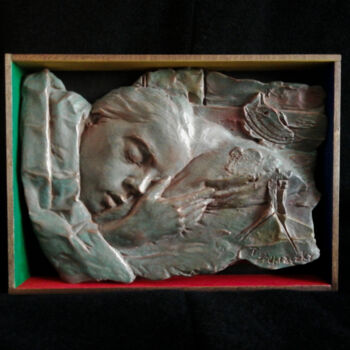 Sculpture titled "Lullaby" by Tamas Podhraczky, Original Artwork, Plaster Mounted on Wood Panel