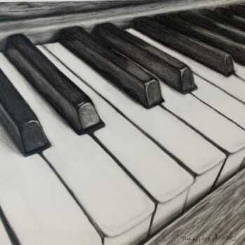 Рисунок под названием "Musical Keys" - Tammy Carrick, Подлинное произведение искусства, Древесный уголь