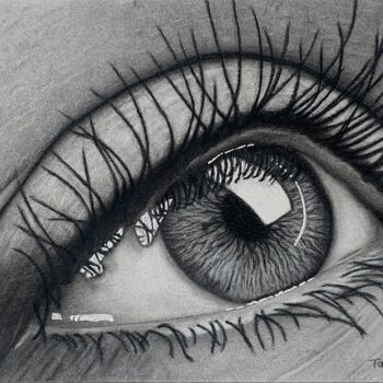 Рисунок под названием "The Human Eye" - Tammy Carrick, Подлинное произведение искусства, Древесный уголь