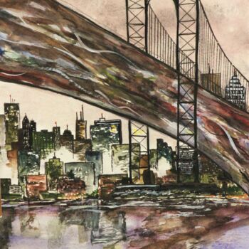 Painting titled "new york" by Tammy Gauthreaux, Original Artwork, Watercolor