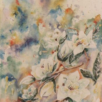 Pittura intitolato "magnolias" da Tammy Gauthreaux, Opera d'arte originale, Acquarello