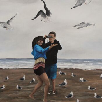 "Feeding the Gulls" başlıklı Tablo Tammy Gauthreaux tarafından, Orijinal sanat, Petrol Ahşap Sedye çerçevesi üzerine monte e…