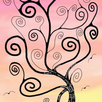 Digitale Kunst mit dem Titel "Tree of Virtue" von Tammy Judd, Original-Kunstwerk, Digitale Malerei