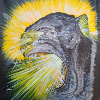 Peinture intitulée "Macaco Iluminado" par Tamura Patricia Ruri, Œuvre d'art originale, Acrylique