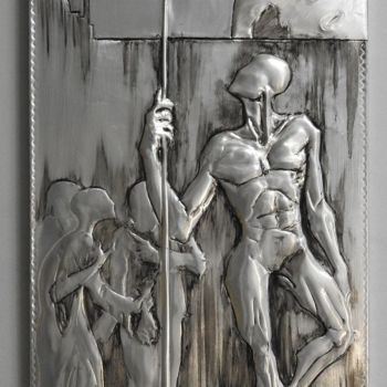 Sculptuur getiteld "The guardian of dig…" door Mihai Tanasescu, Origineel Kunstwerk, Aluminium