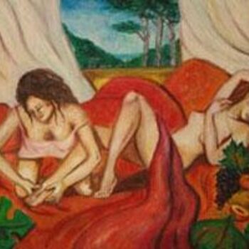 Peinture intitulée "Le massage" par Angélique Tanchon, Œuvre d'art originale, Huile