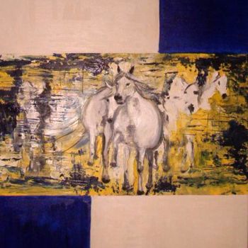 Painting titled "galop dans la brume" by Angélique Tanchon, Original Artwork