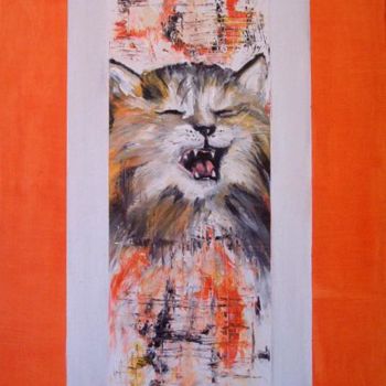 Peinture intitulée "chat hurlant" par Angélique Tanchon, Œuvre d'art originale