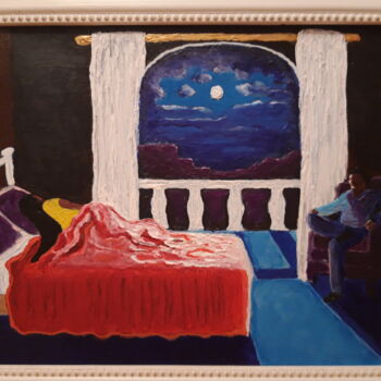 Painting titled "Gardien de ses nuits" by Jean Farré, Original Artwork, Acrylic