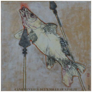 Painting titled "Fer de lance" by Thu Huong Ta Thi (TaNguyen), Original Artwork, Ink Mounted on Aluminium