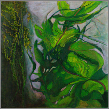 Peinture intitulée "Végétal agité" par Thu Huong Ta Thi (TaNguyen), Œuvre d'art originale, Acrylique Monté sur Aluminium