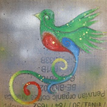 Painting titled "Oiseau de paradis" by Tania Ohse, Original Artwork, Acrylic