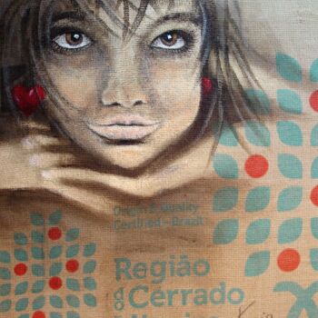 Painting titled "Regard d'enfant" by Tania Ohse, Original Artwork, Acrylic