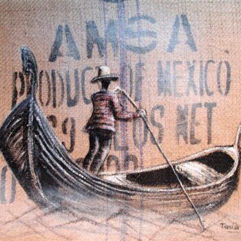 Pittura intitolato "Glisser sur l'eau" da Tania Ohse, Opera d'arte originale, Acrilico