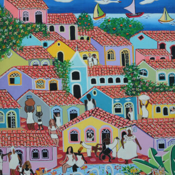 Malerei mit dem Titel "Ano Novo na Favela…" von Tania Azevedo, Original-Kunstwerk