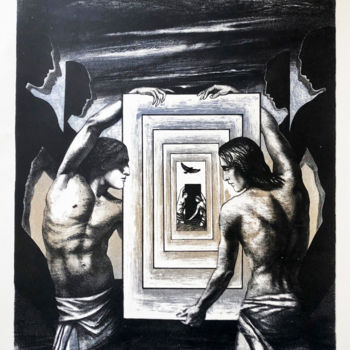 Gravures & estampes intitulée "Mirror" par Tatiana Tsareva, Œuvre d'art originale, Lithographie