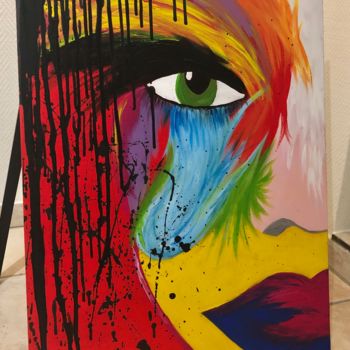 Картина под названием "Face it, colorfully." - Tania Delfine, Подлинное произведение искусства, Акрил