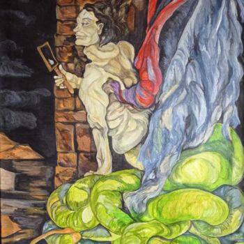 Peinture intitulée "переплутень с зерка…" par Tania Timakova, Œuvre d'art originale, Gouache