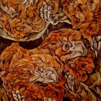 Pintura titulada "птицы в темноте" por Tania Timakova, Obra de arte original, Acrílico