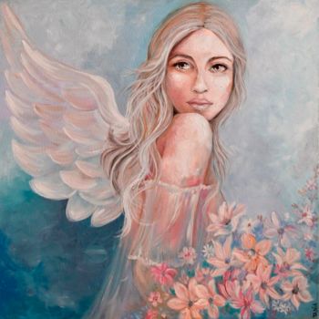 Картина под названием "belleza a flor de p…" - Tania, Подлинное произведение искусства, Акрил
