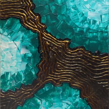 Painting titled "GREEN CRYSTAL" by V O S K R E S E N S K A Y A, Original Artwork, Acrylic