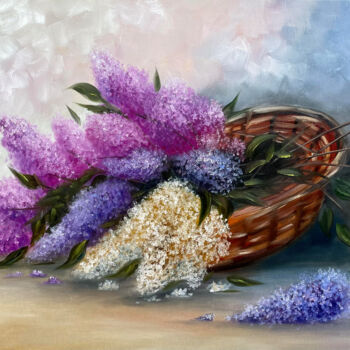 Schilderij getiteld "Lilac" door Tanja Frost, Origineel Kunstwerk, Olie