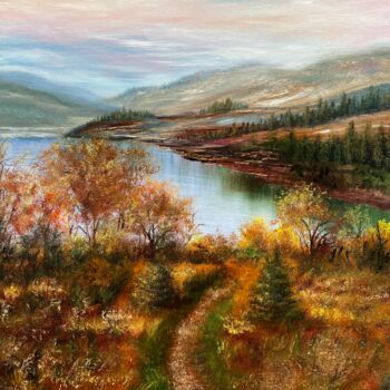 Painting titled "Magic Autumn Day -…" by Tanja Frost, Original Artwork, Oil Mounted on Wood Stretcher frame