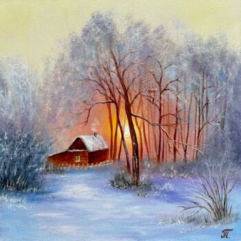 Painting titled "Best of the winter…" by Tanja Frost, Original Artwork, Oil Mounted on Wood Stretcher frame