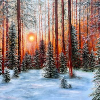 Malerei mit dem Titel "Magic sunset in the…" von Tanja Frost, Original-Kunstwerk, Öl Auf Keilrahmen aus Holz montiert