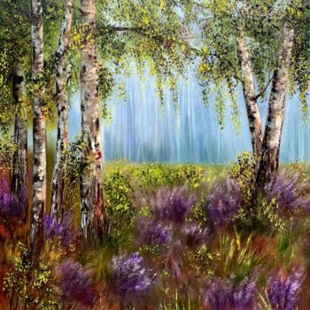 Картина под названием "Spring gift - birch…" - Tanja Frost, Подлинное произведение искусства, Масло Установлен на Деревянная…