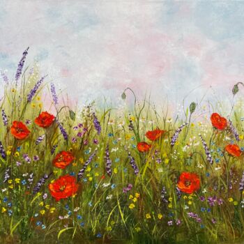 Painting titled "Summer and flowers…" by Tanja Frost, Original Artwork, Oil