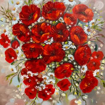 Painting titled "Poppies dance" by Tanja Frost, Original Artwork, Oil