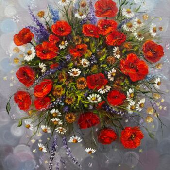 Painting titled "Field Idyll: Summer…" by Tanja Frost, Original Artwork, Oil