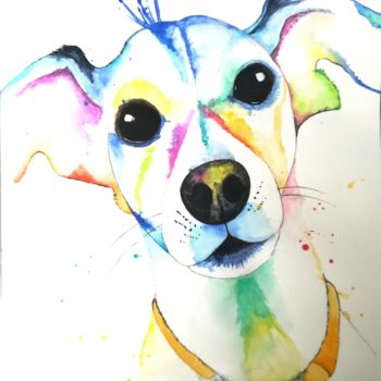 Painting titled "Jack Russell" by Janosius, Original Artwork, Watercolor