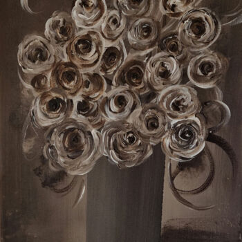 Painting titled "Braune Blume" by Tanlenzt, Original Artwork, Acrylic