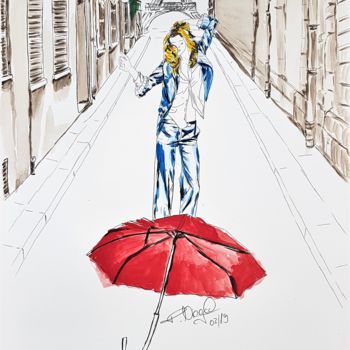 Drawing titled "enjoying #artistsup…" by Tanja Niegsch, Original Artwork, Gouache